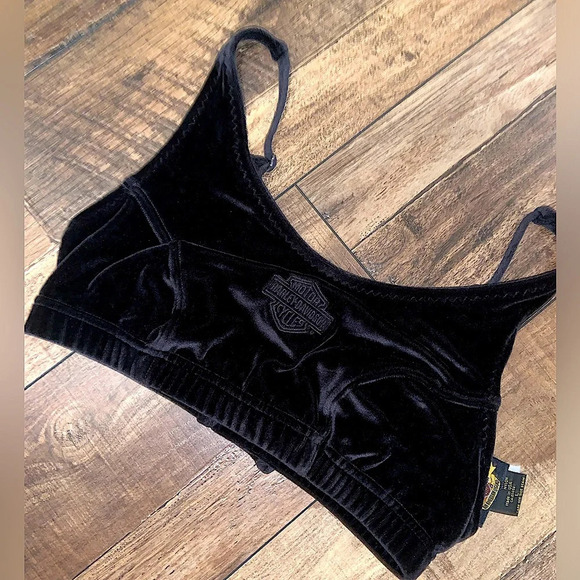 Harley-Davidson Tops - Rare vintage fuzzy Harley Davidson bra top L classic spring crop y2k biker boho